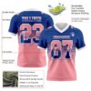 Custom Royal Medium Pink-White Authentic Gradient Square Shape Flag Football Jersey