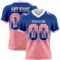 Gradient0781 Custom Royal Medium Pink-White Authentic Gradient Square Shape Flag Football Jersey