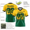 Custom Yellow Kelly Green-Black Authentic Gradient Square Shape Flag Football Jersey