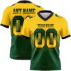 Custom Yellow Green-Black Authentic Gradient Square Shape Flag Football Jersey