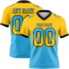 Gradient0791 Custom Yellow Sky Blue-Black Authentic Gradient Square Shape Flag Football Jersey