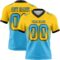 Custom Yellow Sky Blue-Black Authentic Gradient Square Shape Flag Football Jersey