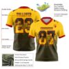 Custom Yellow Olive-Red Authentic Gradient Square Shape Flag Football Jersey