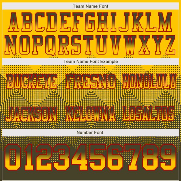 Custom Yellow Olive-Red Authentic Gradient Square Shape Flag Football Jersey