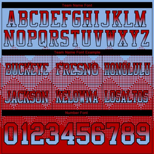 Custom Light Blue Red-Black Authentic Gradient Square Shape Flag Football Jersey