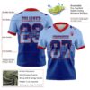 Custom Light Blue Royal-Red Authentic Gradient Square Shape Flag Football Jersey