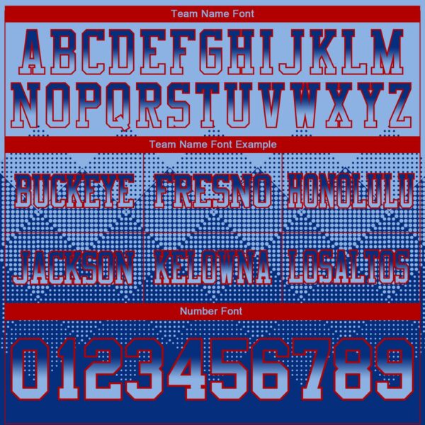 Custom Light Blue Royal-Red Authentic Gradient Square Shape Flag Football Jersey