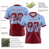 Custom Light Blue Crimson-White Authentic Gradient Square Shape Flag Football Jersey