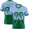 Gradient0803 Custom Light Blue Kelly Green-White Authentic Gradient Square Shape Flag Football Jersey