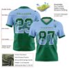 Custom Light Blue Kelly Green-White Authentic Gradient Square Shape Flag Football Jersey