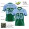Custom Light Blue Kelly Green-White Authentic Gradient Square Shape Flag Football Jersey