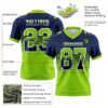 Custom Navy Neon Green-White Authentic Gradient Square Shape Flag Football Jersey