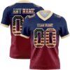 Custom Navy Vintage USA Flag Crimson-Cream Authentic Gradient Square Shape Flag Football Jersey
