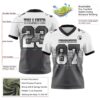 Custom White Steel Gray-Black Authentic Gradient Square Shape Flag Football Jersey