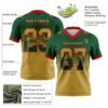 Custom Green Old Gold-Red Authentic Gradient Square Shape Flag Football Jersey