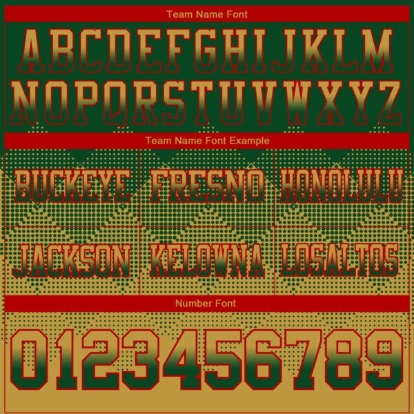 Custom Green Old Gold-Red Authentic Gradient Square Shape Flag Football Jersey