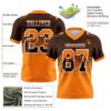 Custom Brown Orange-White Authentic Gradient Square Shape Flag Football Jersey