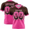 Custom Brown Pink-White Authentic Gradient Square Shape Flag Football Jersey