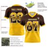 Custom Brown Yellow-White Authentic Gradient Square Shape Flag Football Jersey