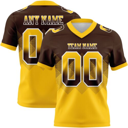 Gradient0819 Custom Brown Yellow-White Authentic Gradient Square Shape Flag Football Jersey