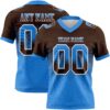 Custom Brown Powder Blue-White Authentic Gradient Square Shape Flag Football Jersey