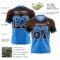 Gradient0820-2 Custom Brown Powder Blue-White Authentic Gradient Square Shape Flag Football Jersey