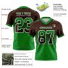 Custom Brown Grass Green-White Authentic Gradient Square Shape Flag Football Jersey