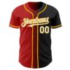 Custom Black White Red-Gold Authentic Gradient Fashion Baseball Jersey