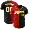 Custom Black White Red-Gold Authentic Gradient Fashion Baseball Jersey