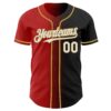 Custom Black White Red-Old Gold Authentic Gradient Fashion Baseball Jersey