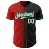 Custom Black White Red-Kelly Green Authentic Gradient Fashion Baseball Jersey
