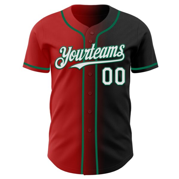 Custom Black White Red-Kelly Green Authentic Gradient Fashion Baseball Jersey