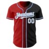 Custom Black White Red-Light Blue Authentic Gradient Fashion Baseball Jersey