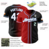 Custom Black White Red-Light Blue Authentic Gradient Fashion Baseball Jersey