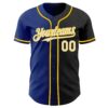 Custom Black White Royal-Yellow Authentic Gradient Fashion Baseball Jersey