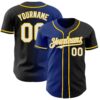 Custom Black White Royal-Yellow Authentic Gradient Fashion Baseball Jersey