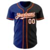 Custom Black White Royal-Orange Authentic Gradient Fashion Baseball Jersey