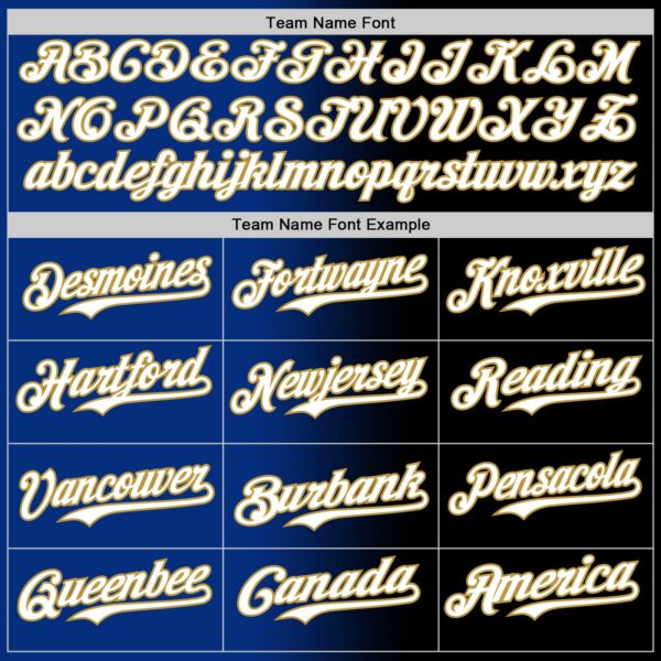 Custom Black White Royal-Old Gold Authentic Gradient Fashion Baseball Jersey