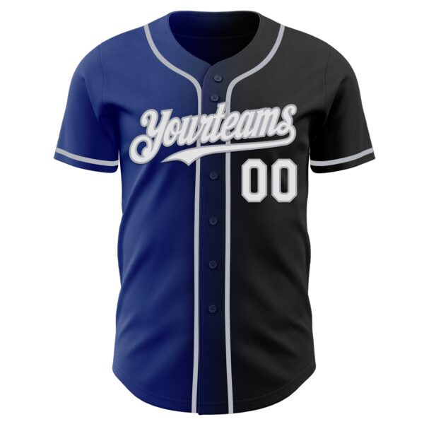 Custom Black White Royal-Gray Authentic Gradient Fashion Baseball Jersey