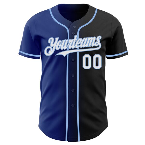 Custom Black White Royal-Light Blue Authentic Gradient Fashion Baseball Jersey