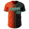 Custom Black Kelly Green Orange-White Authentic Gradient Fashion Baseball Jersey