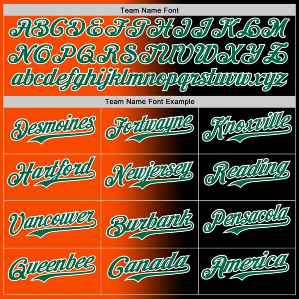 Custom Black Kelly Green Orange-White Authentic Gradient Fashion Baseball Jersey