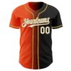 Custom Black White Orange-Old Gold Authentic Gradient Fashion Baseball Jersey