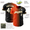 Custom Black White Orange-Old Gold Authentic Gradient Fashion Baseball Jersey
