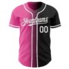 Custom Black White-Pink Authentic Gradient Fashion Baseball Jersey