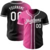 Custom Black White-Pink Authentic Gradient Fashion Baseball Jersey