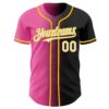 Custom Black White Pink-Yellow Authentic Gradient Fashion Baseball Jersey