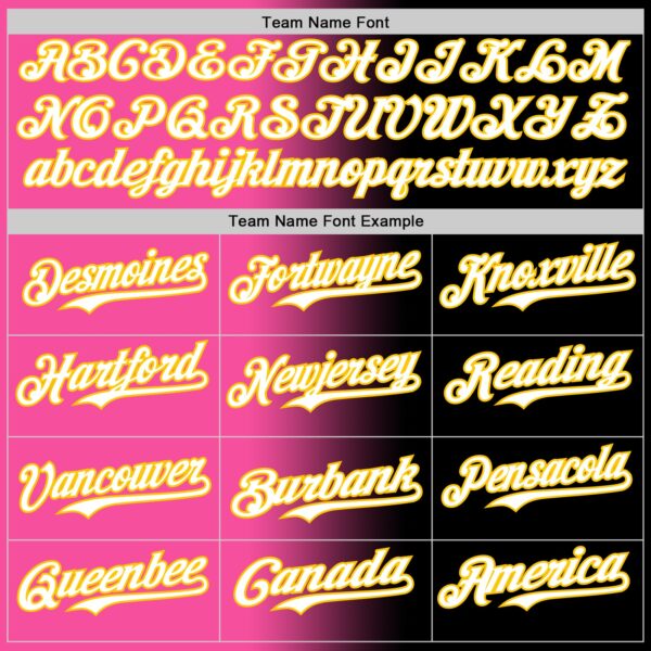 Custom Black White Pink-Yellow Authentic Gradient Fashion Baseball Jersey