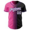 Custom Black White Pink-Purple Authentic Gradient Fashion Baseball Jersey