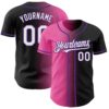 Custom Black White Pink-Purple Authentic Gradient Fashion Baseball Jersey